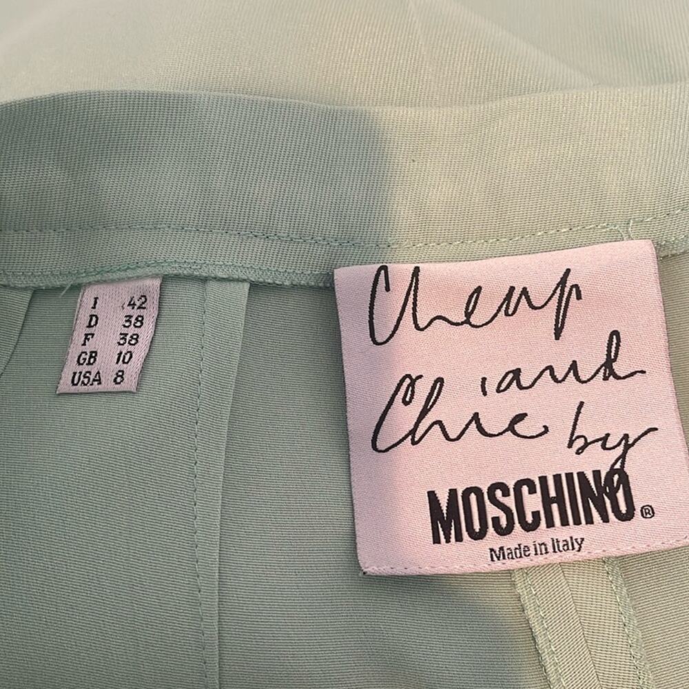 Cheap And Chic By Moschino Women High Waist Slim Leg Ankle Pants Green Size 8 - Picture 5 of 11
